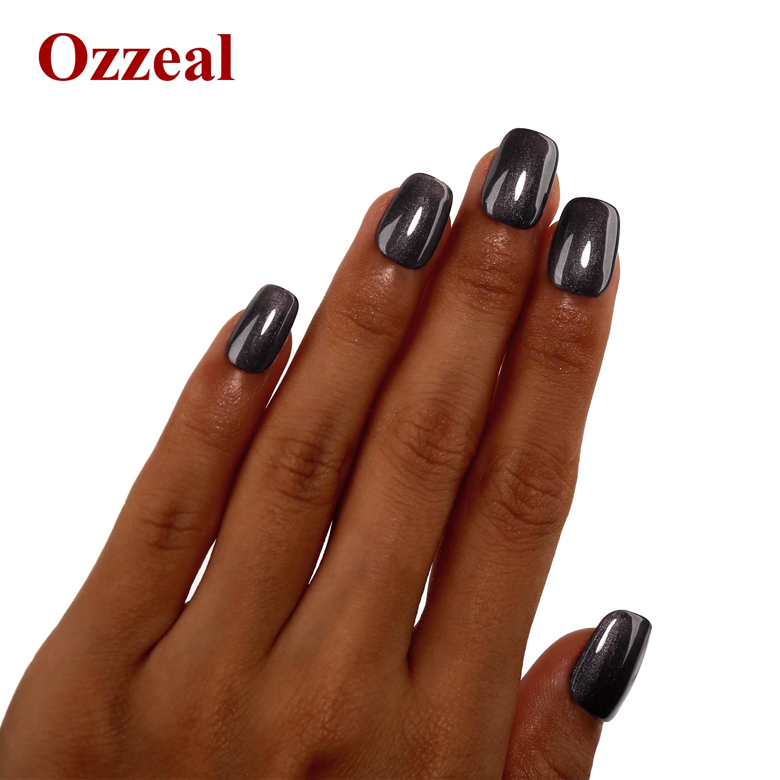 Ozzeal glitter gel being cured under LED light for quick salon-grade setting.