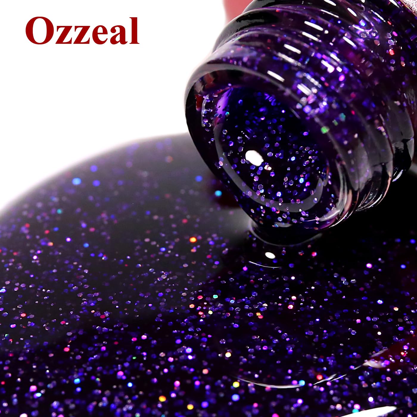 Ozzeal hands wearing glitter gel polish for bold look