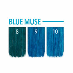 P.R. Blue Muse saturation on dry hair yields an even neon blue