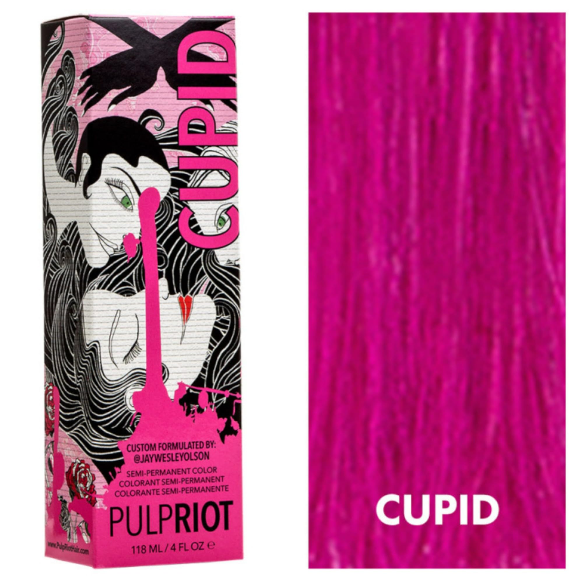 P.R. Cupid color tube application showcases direct dye for vibrant saturation and easy use.