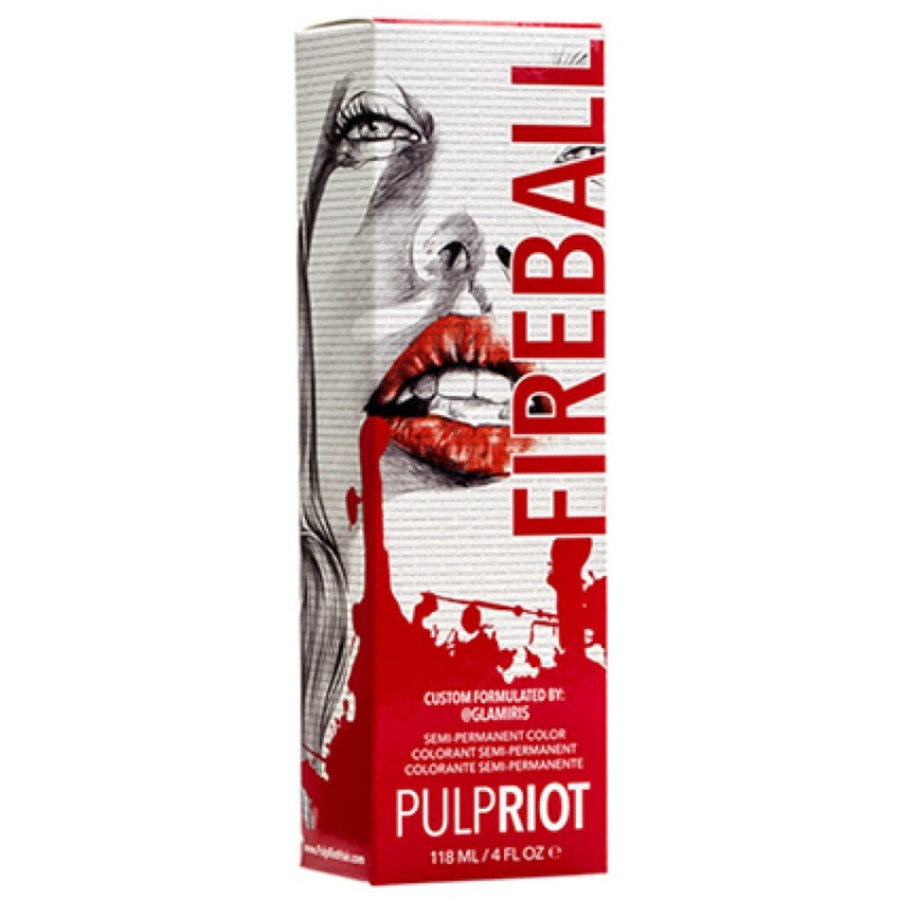 P.R. Fireball bottle front showing vibrant color option for hair