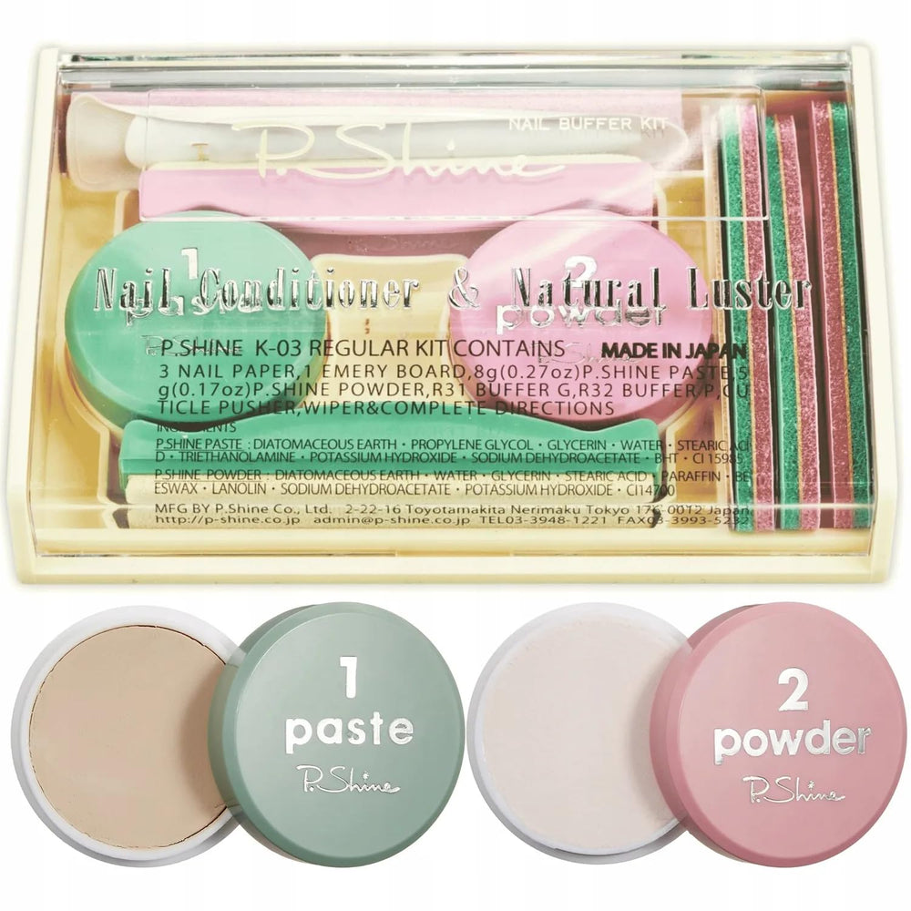 P.Shine pink powder seals nutrients for a long-lasting glass-like finish.