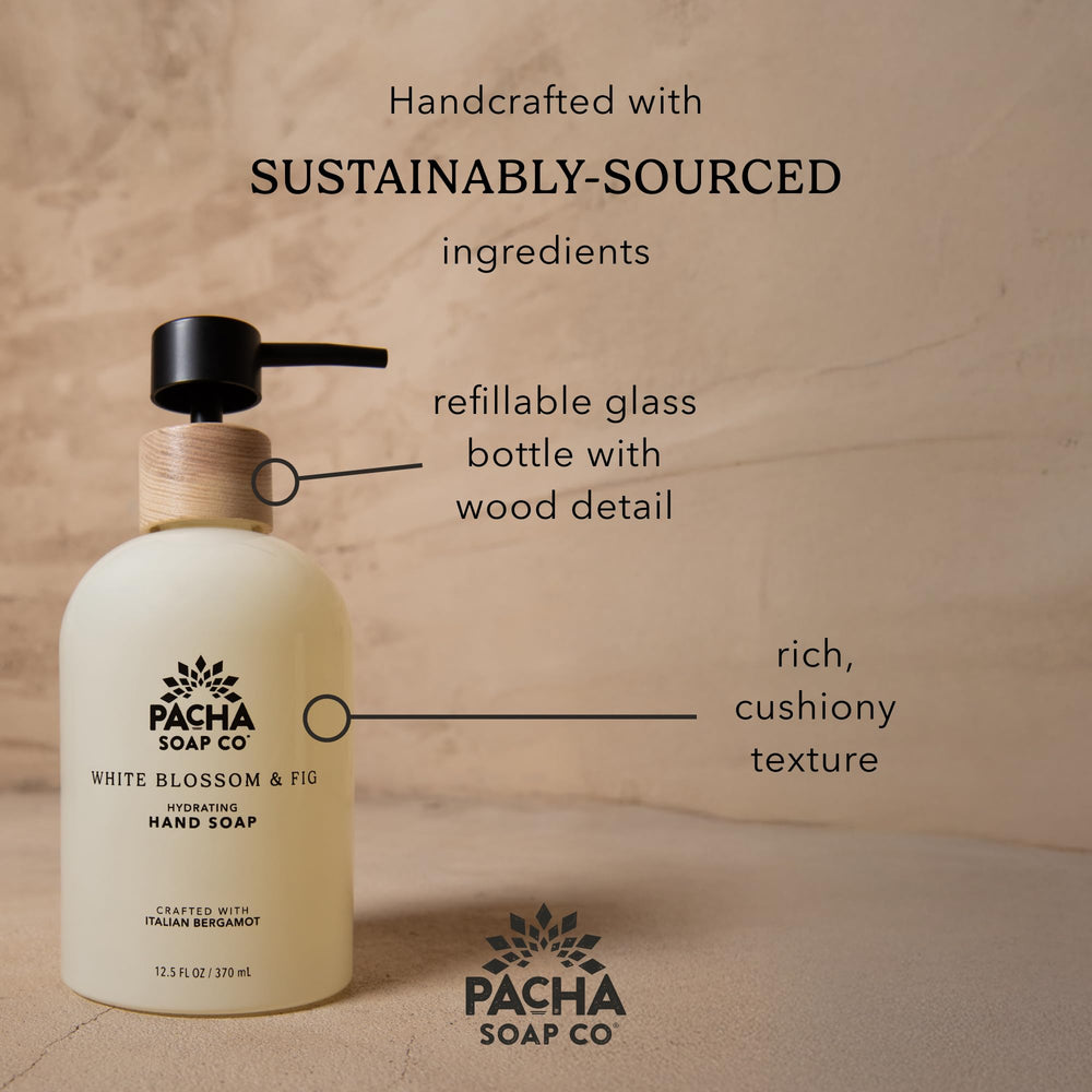 Pacha Soap Co. bottle featuring Italian bergamot and nourishing oils