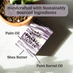 Pacha Soap Co Brazilian clay adds minerals for gentle cleansing.