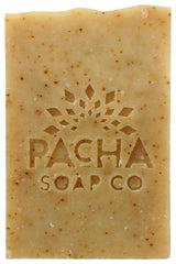 Pacha Soap Co Dirty Hippie Bar Soap 4oz rough-cut on wood for natural cleansing