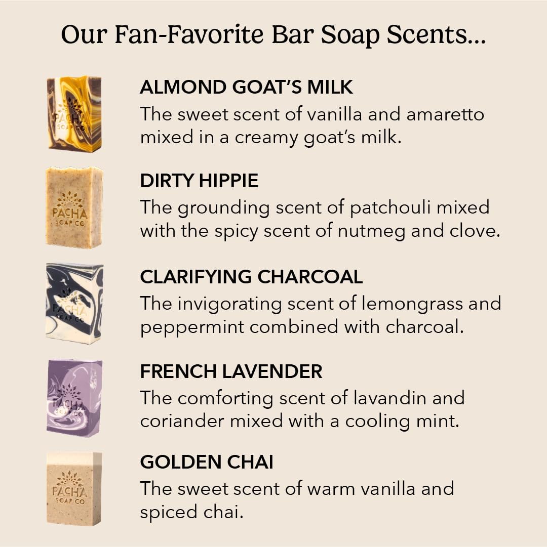 Pacha Soap Co dirty hippie bar with earthy scent for refreshing cleansing.