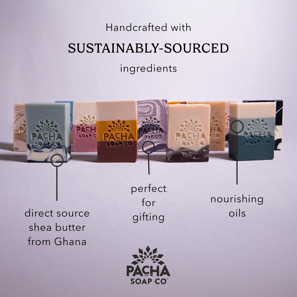 Pacha Soap Co Frankincense & Myrrh bar offers a grounding, fragrant cleanse.