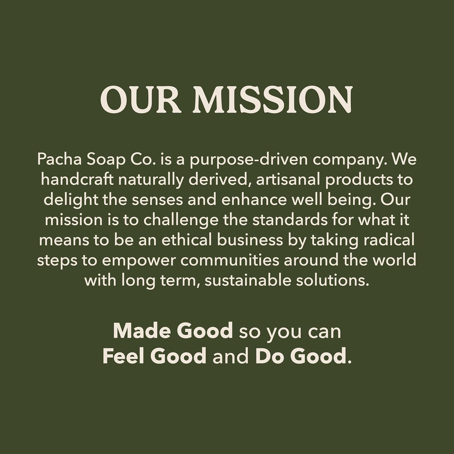 Pacha Soap Co. Made in the USA label on lavender bar soap, signaling craftsmanship.