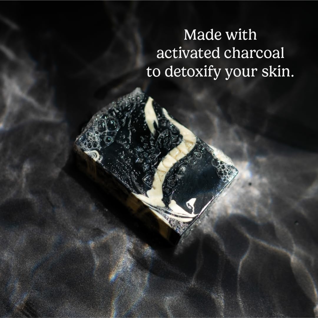 Pacha Soap Co Lemongrass Peppermint blend highlights charcoal ingredients.