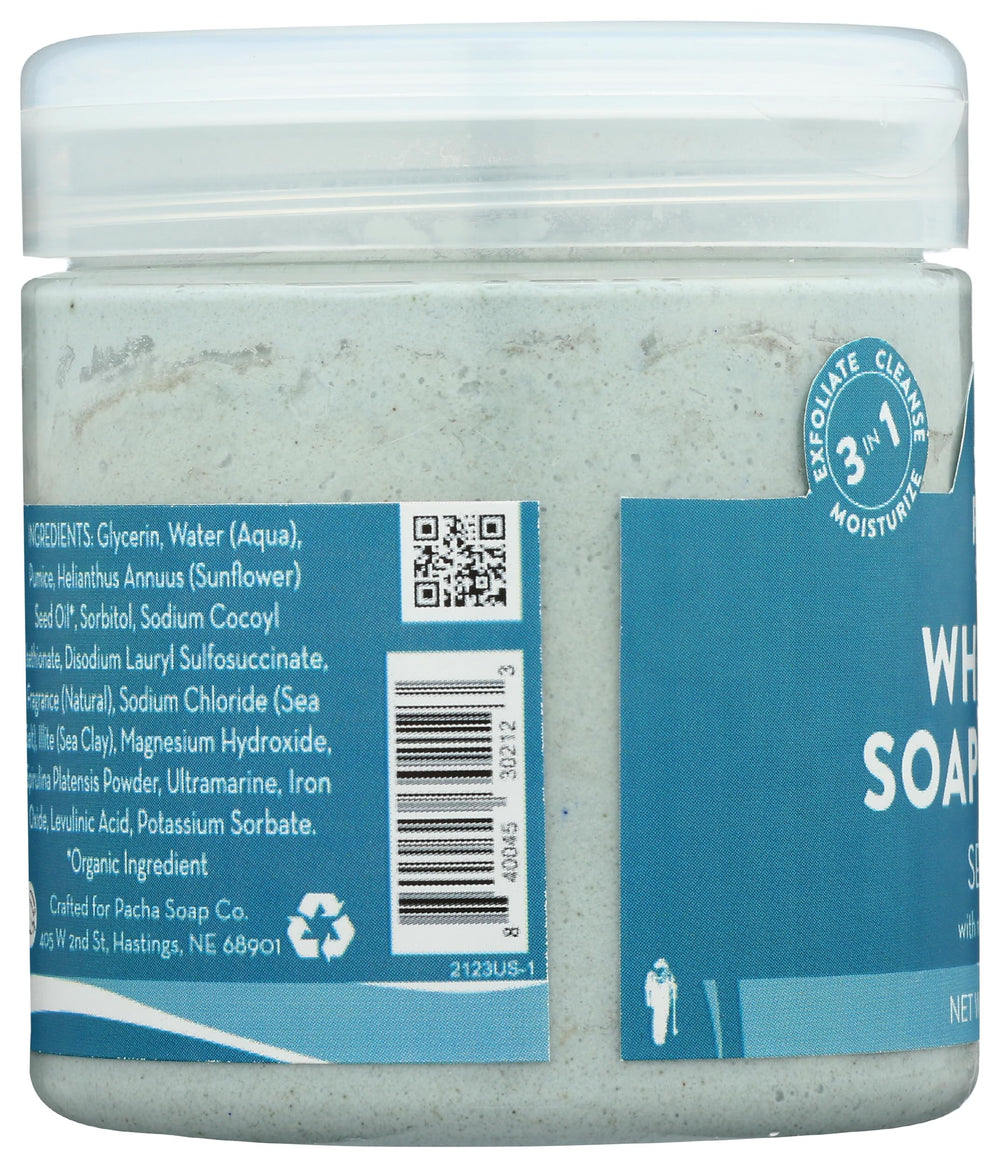 Pacha Soap Co Sea Mud Whipped Soap Scrub ingredients reveal natural mineral-rich components.