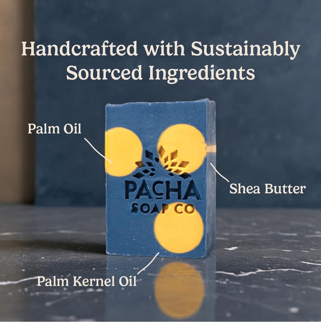 Pacha Soap Co. Shea Coconut Sunflower oils formula nourishes skin with plant-based care.