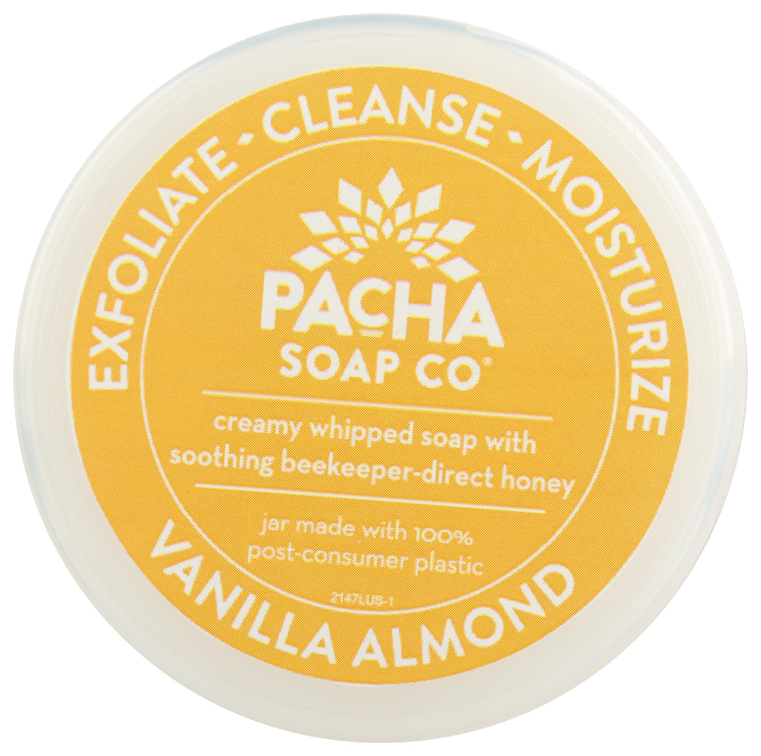 Pacha Soap Co scrub in shower, creamy foam on skin