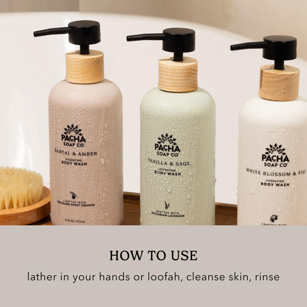 Pacha Soap Co vanilla sage ingredients closeup highlighting clean formula