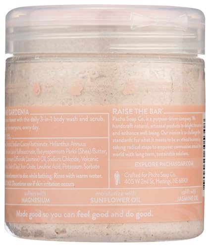 Pacha Soap Co Jasmine Gardenia whipped soap cream texture for smooth skin feel.