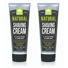 Pacific Shaving Company natural shaving cream bottle with shea butter and vitamin E for sensitive skin.