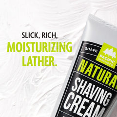 Pacific Shaving natural cream lather forming foam, ready for a smooth shave.