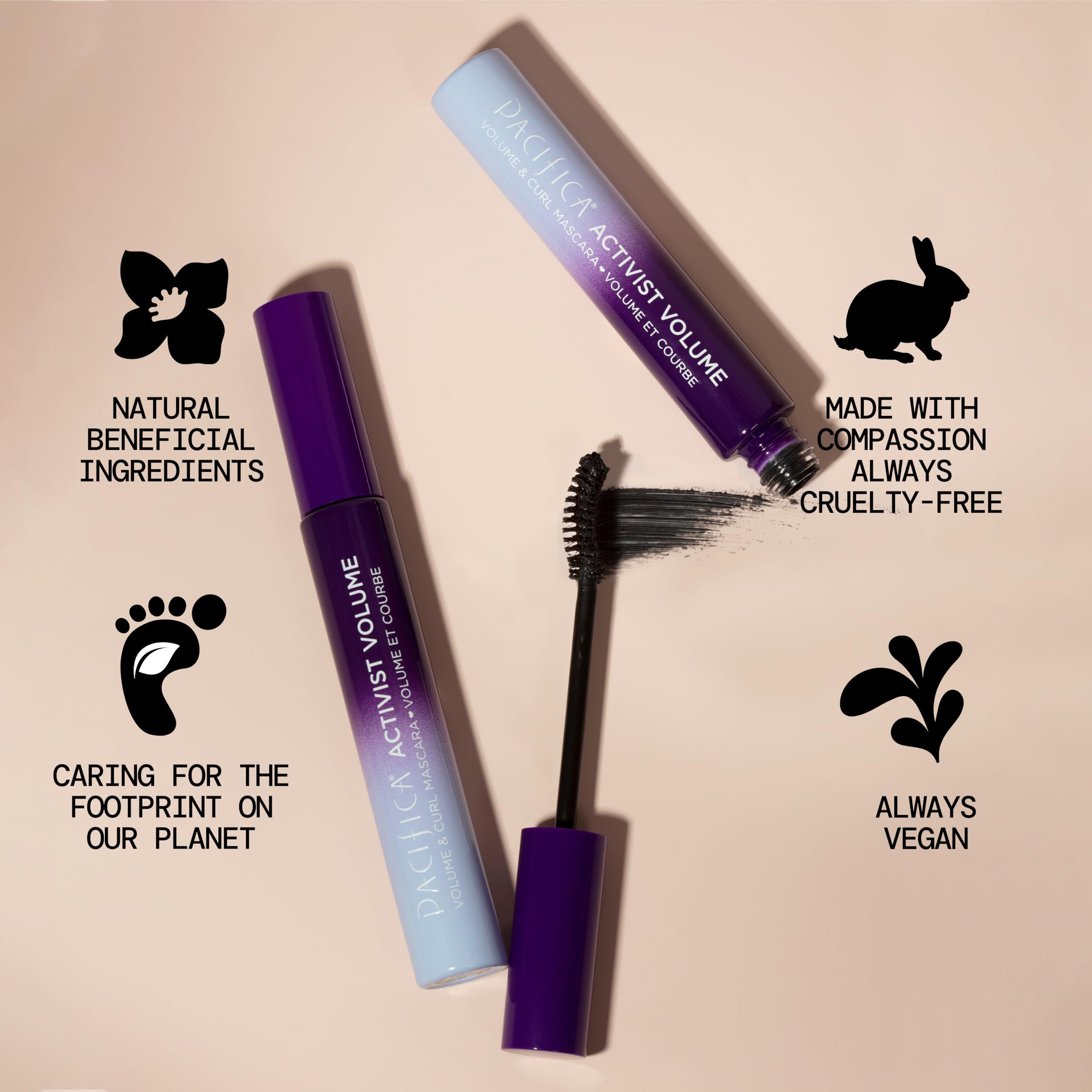 Washable mascara formula for easy removal without harsh rubbing.