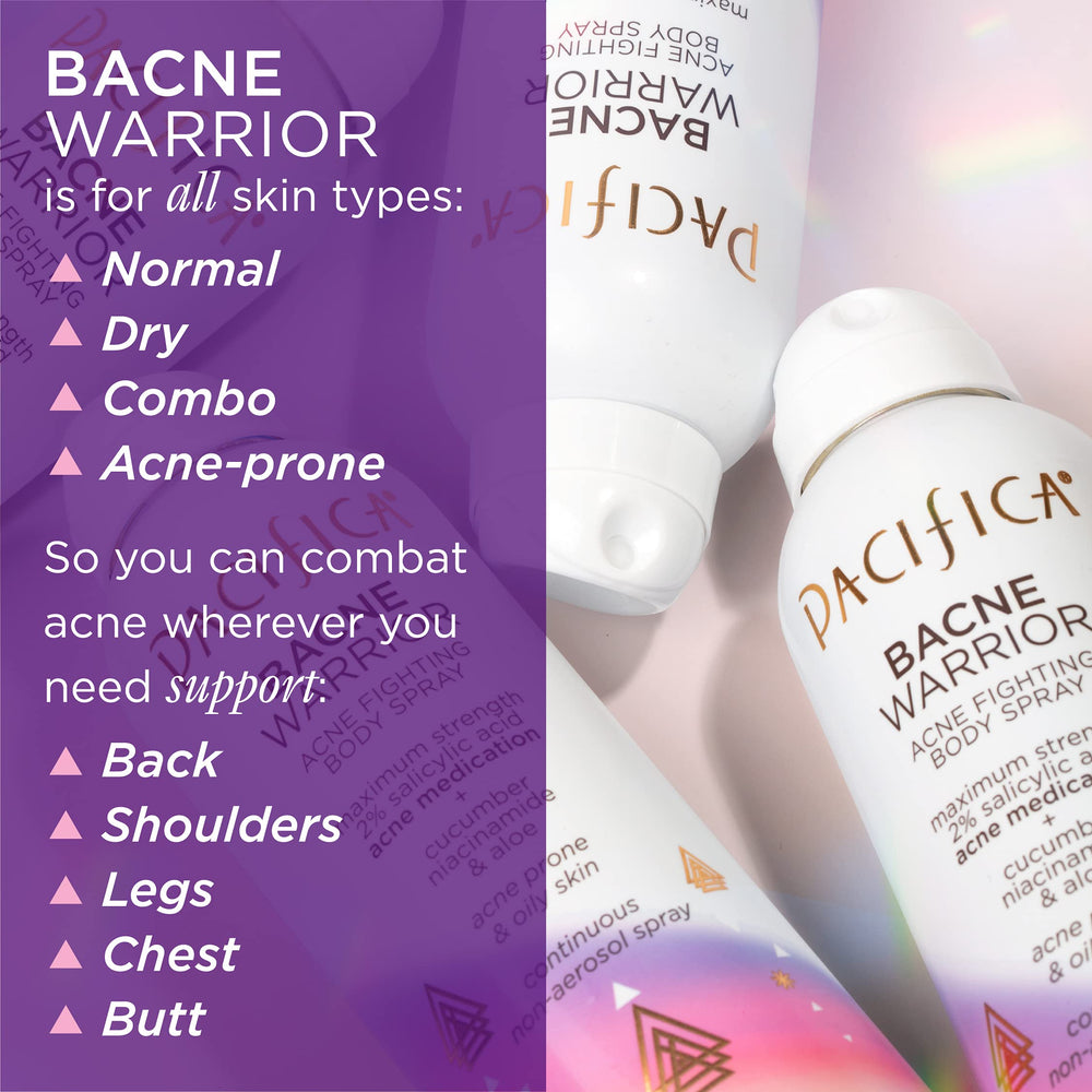 Pacifica Bacne Warrior pores-clearance focus highlights unclogging for smoother skin.