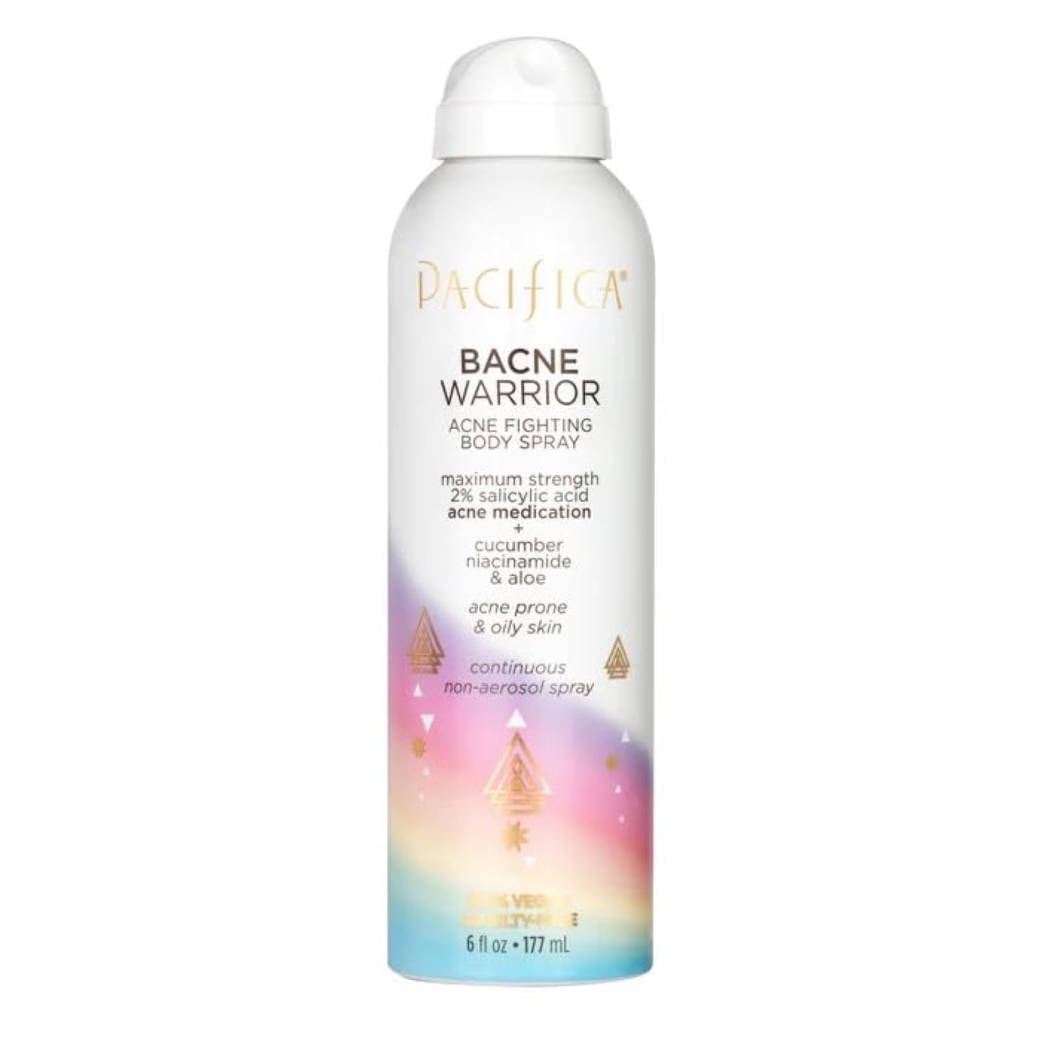 Pacifica Bacne Warrior spray bottle front for targeted bacne treatment.