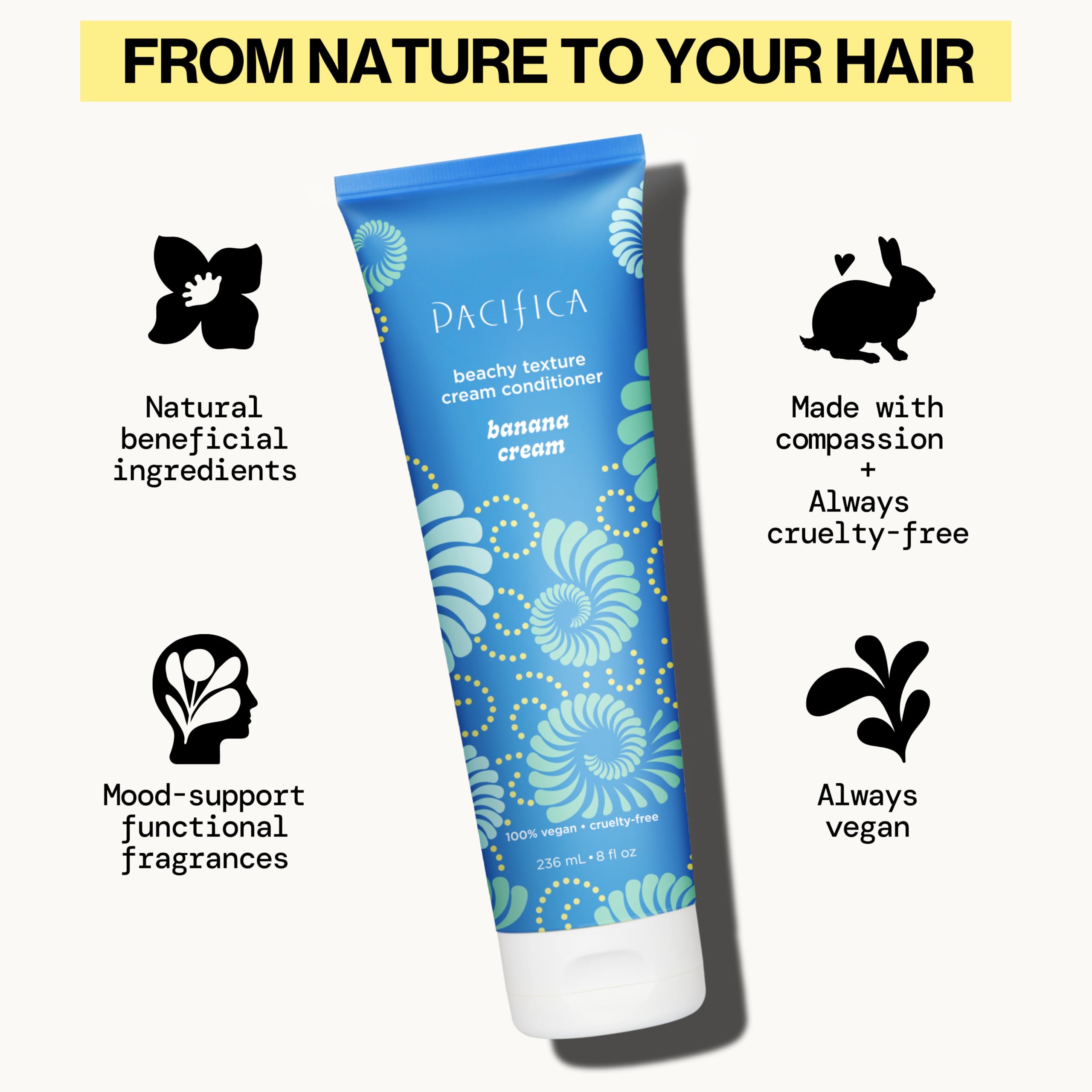 Pacifica Banana Cream Beachy Texture Conditioner chia seed supports moisture retention.