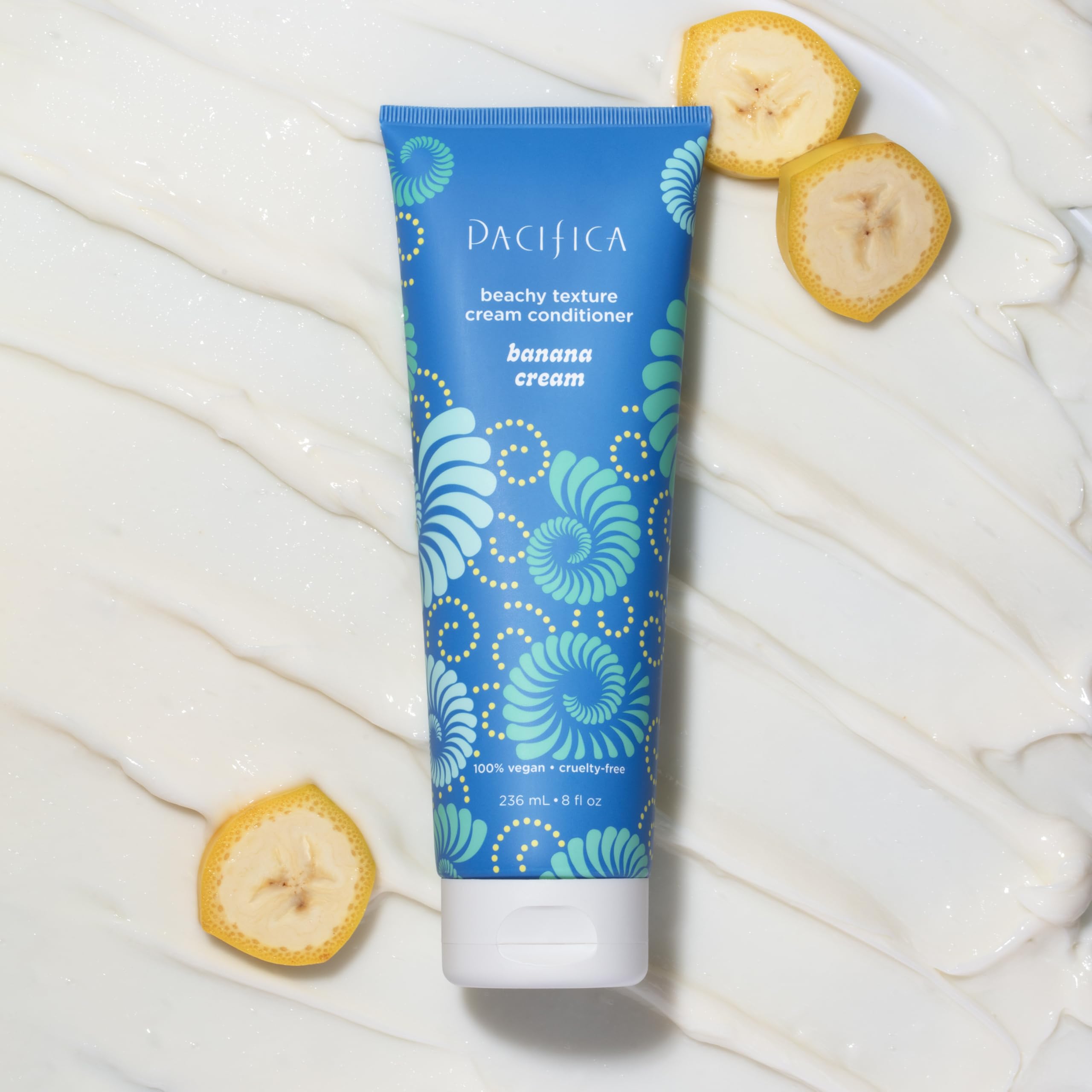 Pacifica Banana Cream Beachy Texture Conditioner color-treated hair friendly hydration.
