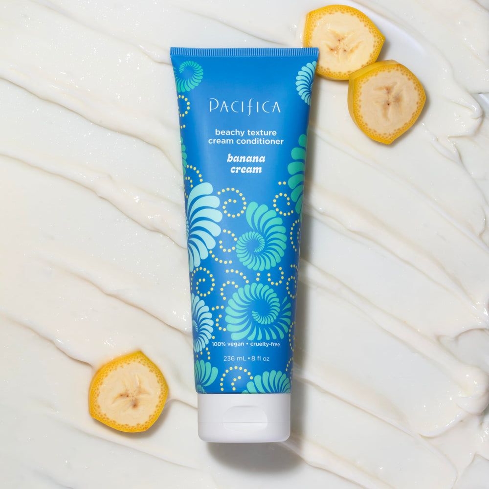 Pacifica Banana Cream Beachy Texture Conditioner color-treated hair friendly hydration.