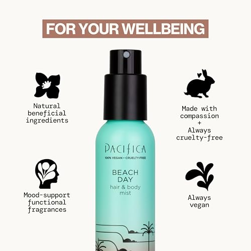 Pacifica Beach Day Hair Mist spray pump in action for quick refresh