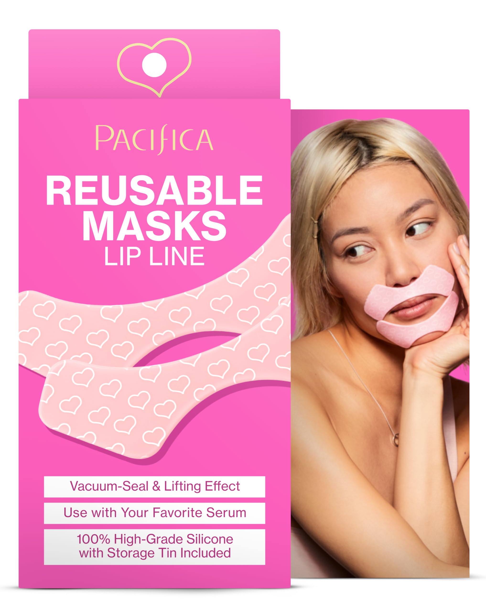 Pacifica Beauty reusable smile line mask with two silicone patches for smoother nasolabial lines