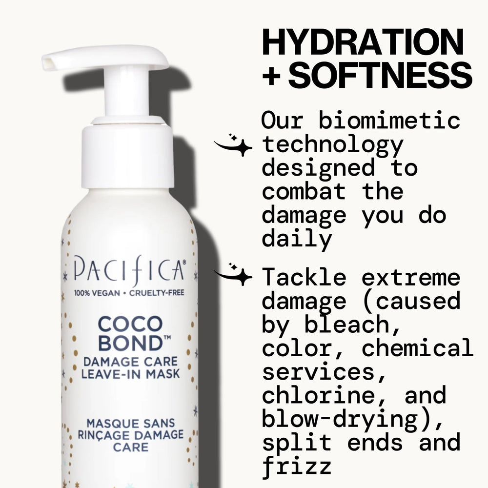 Coco Bond biomimetic peptides label emphasizes bond-building technology for stronger strands.