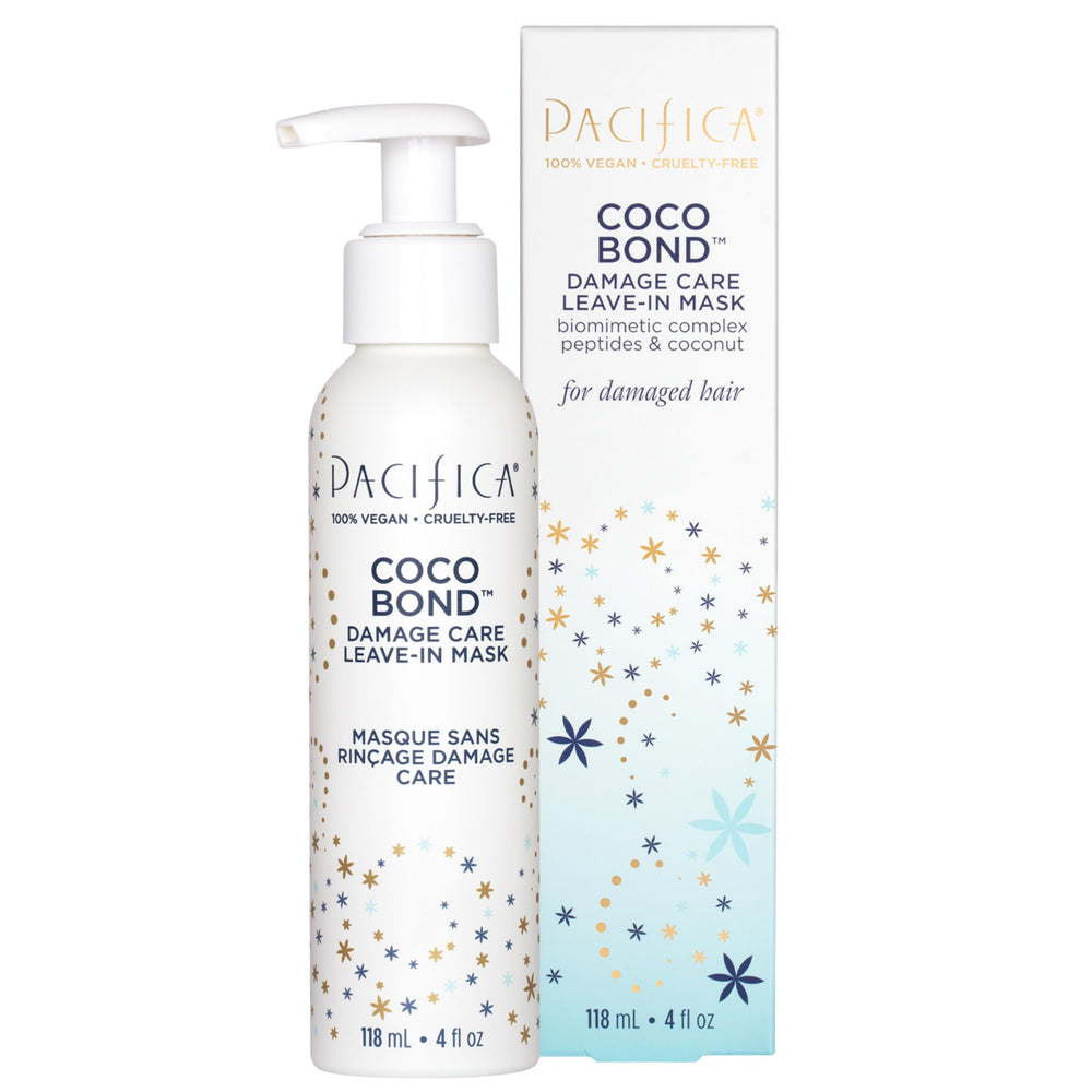 Pacifica Coco Bond leave-in bottle delivering deep hydration for damaged, over-processed hair.