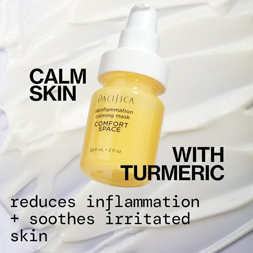 Pacifica Comfort Space mask application on cheek demonstrates gentle soothing layer