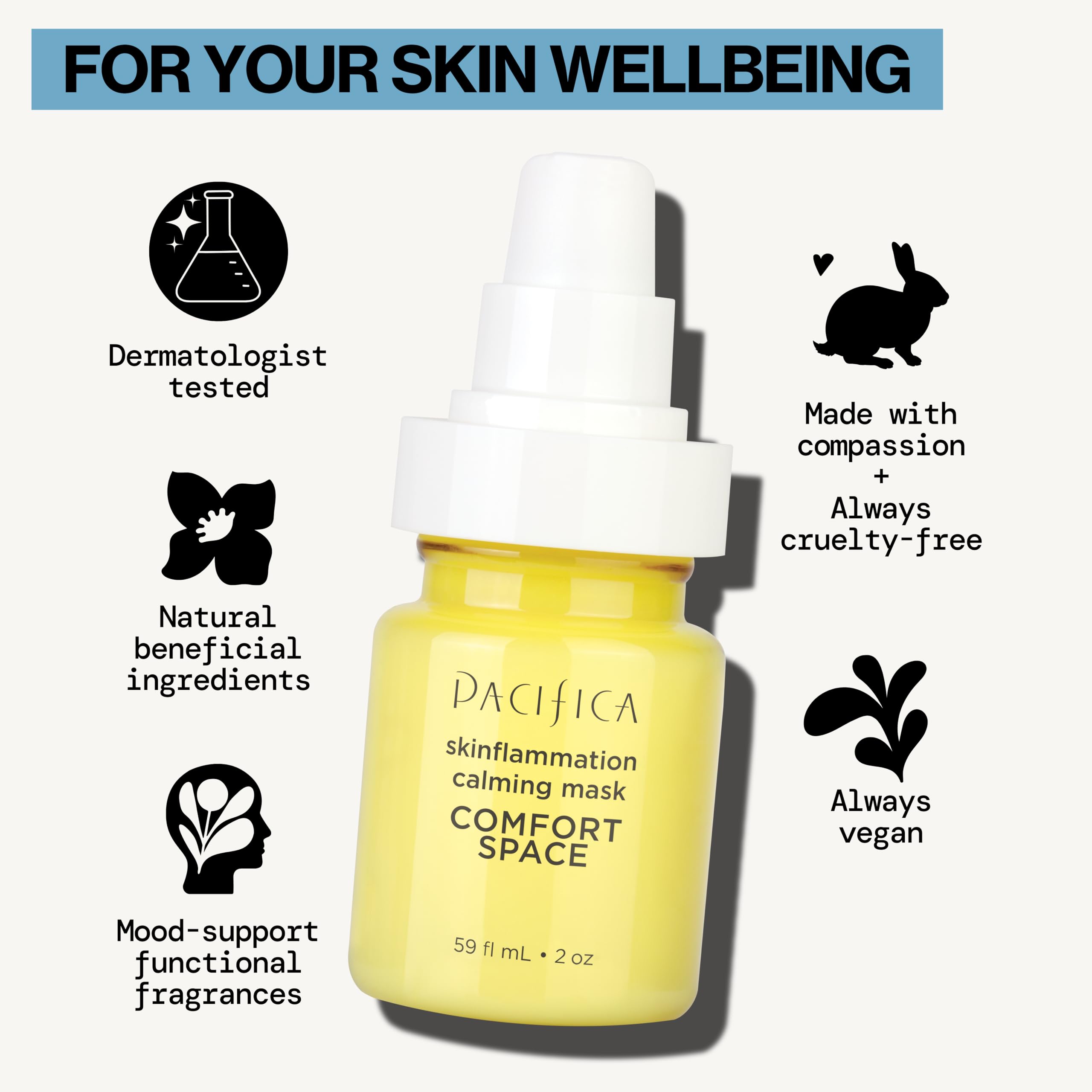 Pacifica Comfort Space mask overnight-use scene illustrating long-lasting hydration