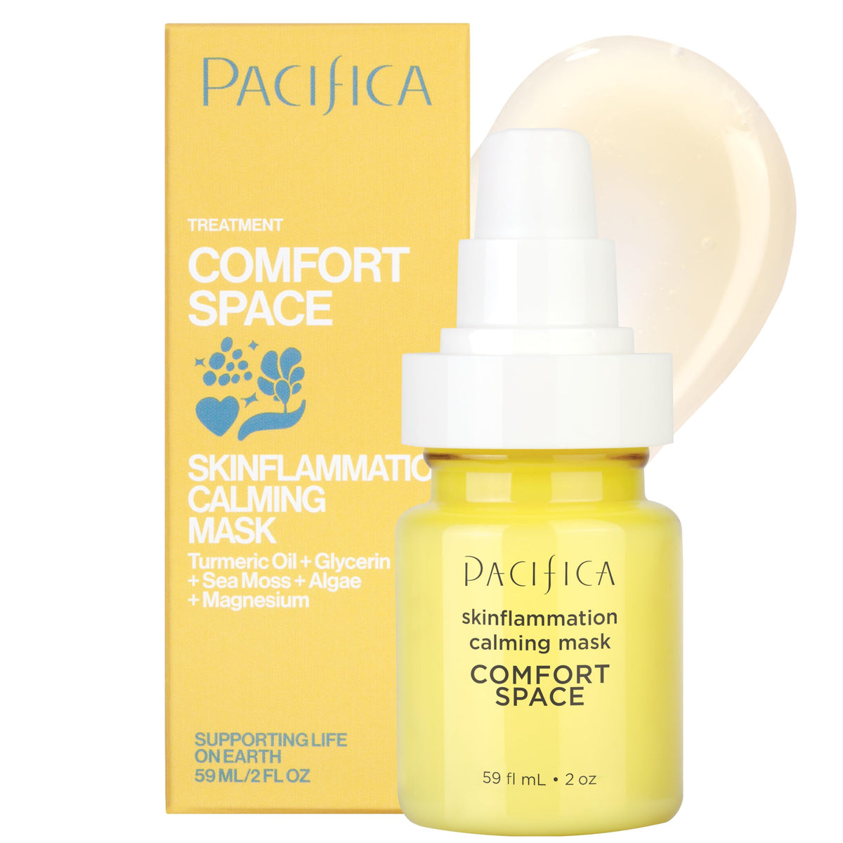 Pacifica Comfort Space mask packaging shown for a calming ritual on sensitive skin