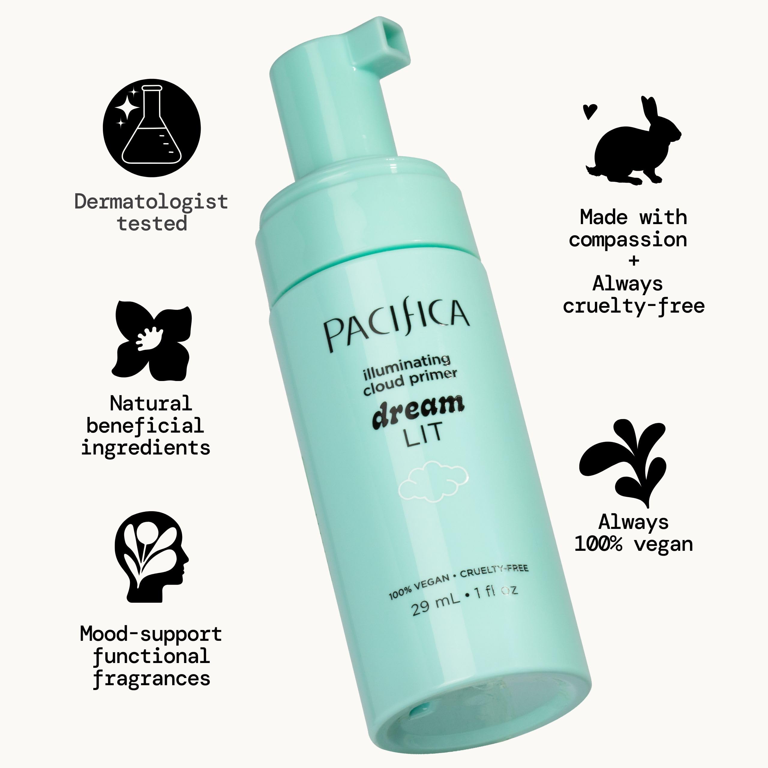 Licorice root extract depicted calming skin during primer prep