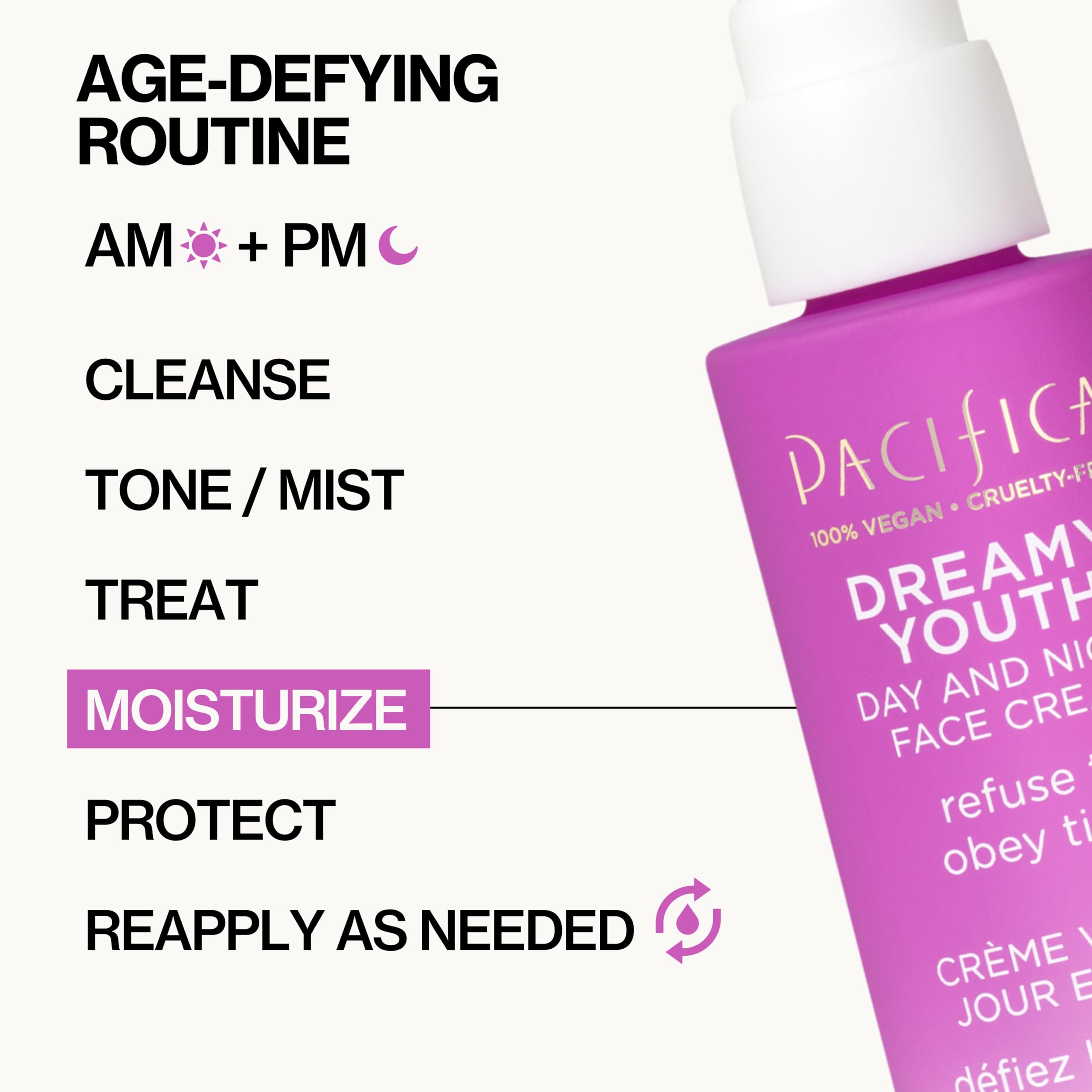 Pacifica Dreamy Youth Face Cream with peptides and floral stem cells for renewal.