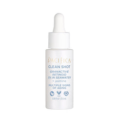 Pacifica Face Serum with Granactive Retinoid bottle close-up for smoother texture.