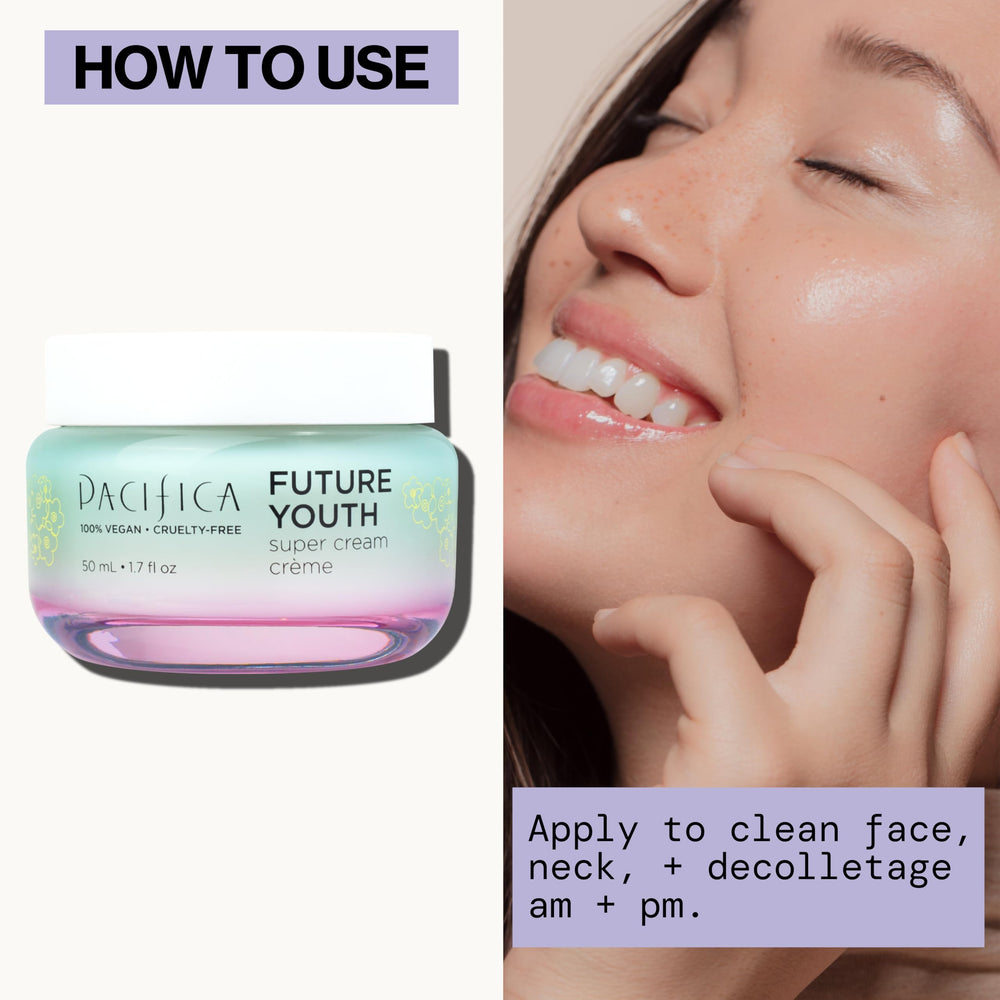 Pacifica Future Youth Super Cream skin glow after application in natural light