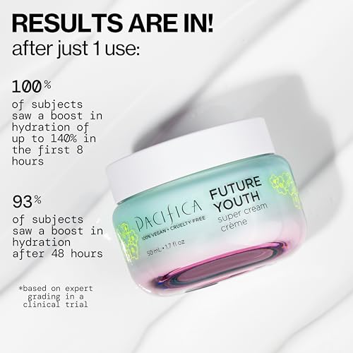 Pacifica Future Youth Super Cream texture swatch shows silky finish