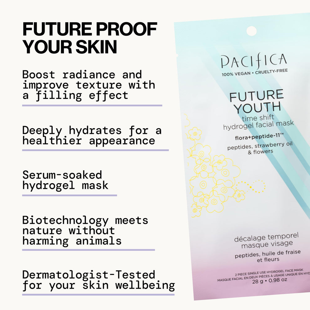 Pacifica Future Youth Time Shift mask flora-11 boosts revitalizing effect.