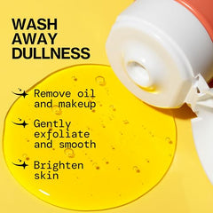 Pacifica Glow Baby Brightening Body Wash foamy lather demonstrates hydrating, skin-softening cleansing