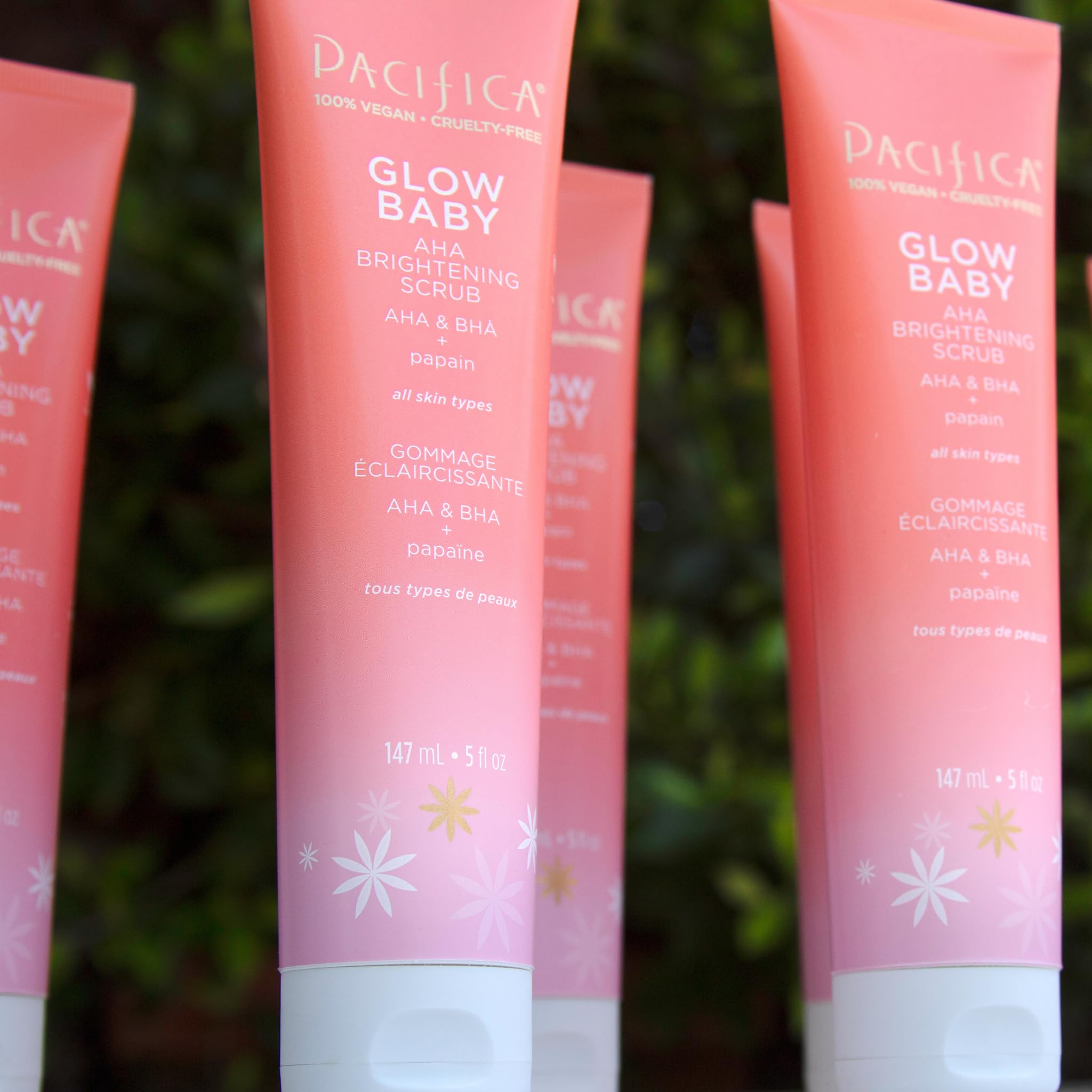 Pacifica Glow Baby Lit exfoliation step for makeup prep and texture refinement.