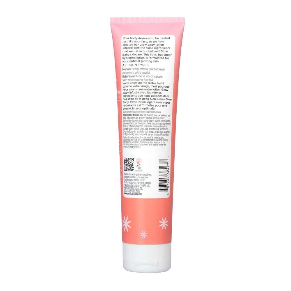 Pacifica Glow Baby Vitamin C texture closeup reveals lightweight, easily absorbed body moisturizer.