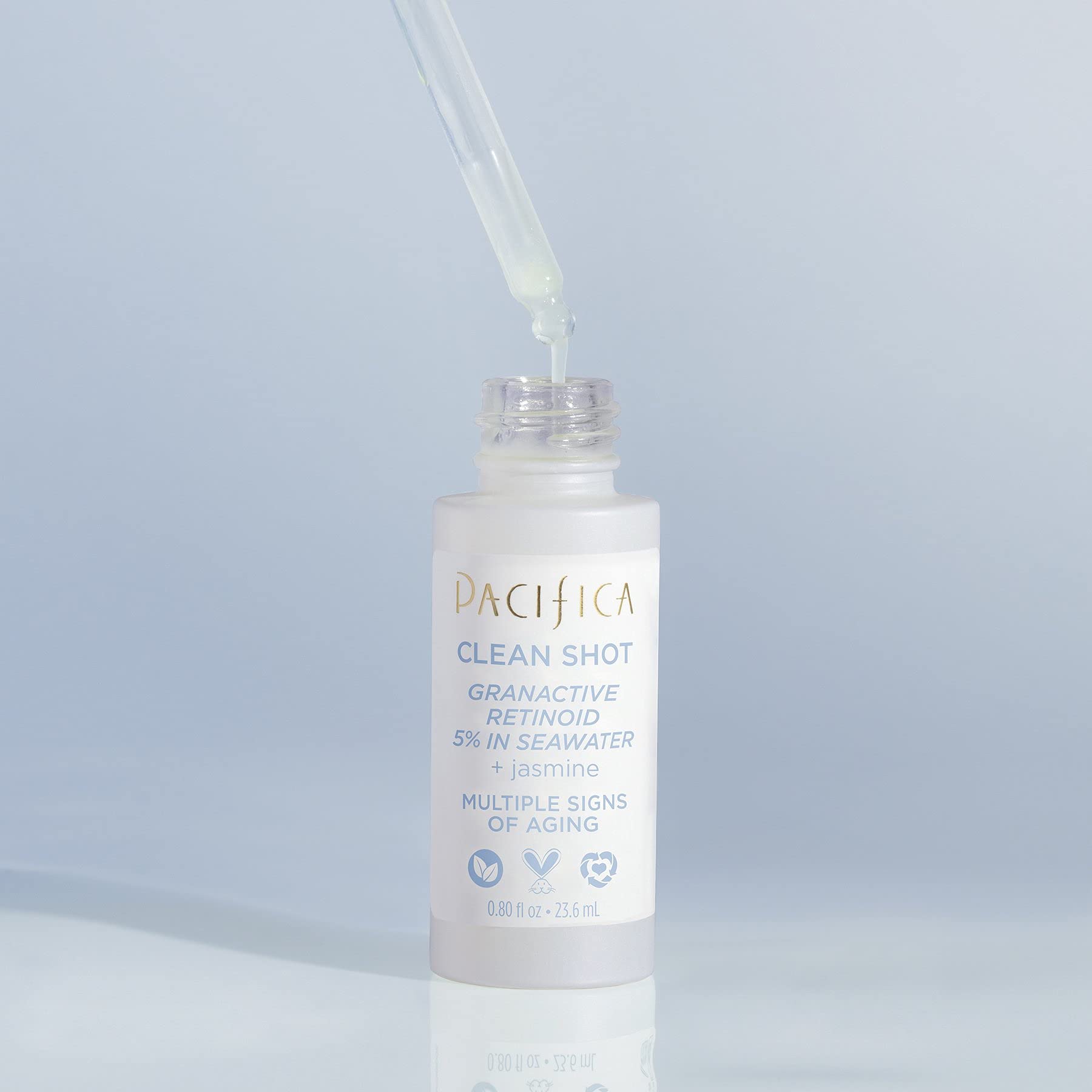 Pacifica Granactive Retinoid serum texture close-up suggesting gentle efficacy.