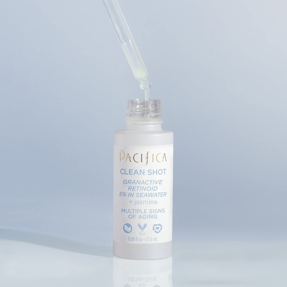 Pacifica Granactive Retinoid serum texture close-up suggesting gentle efficacy.