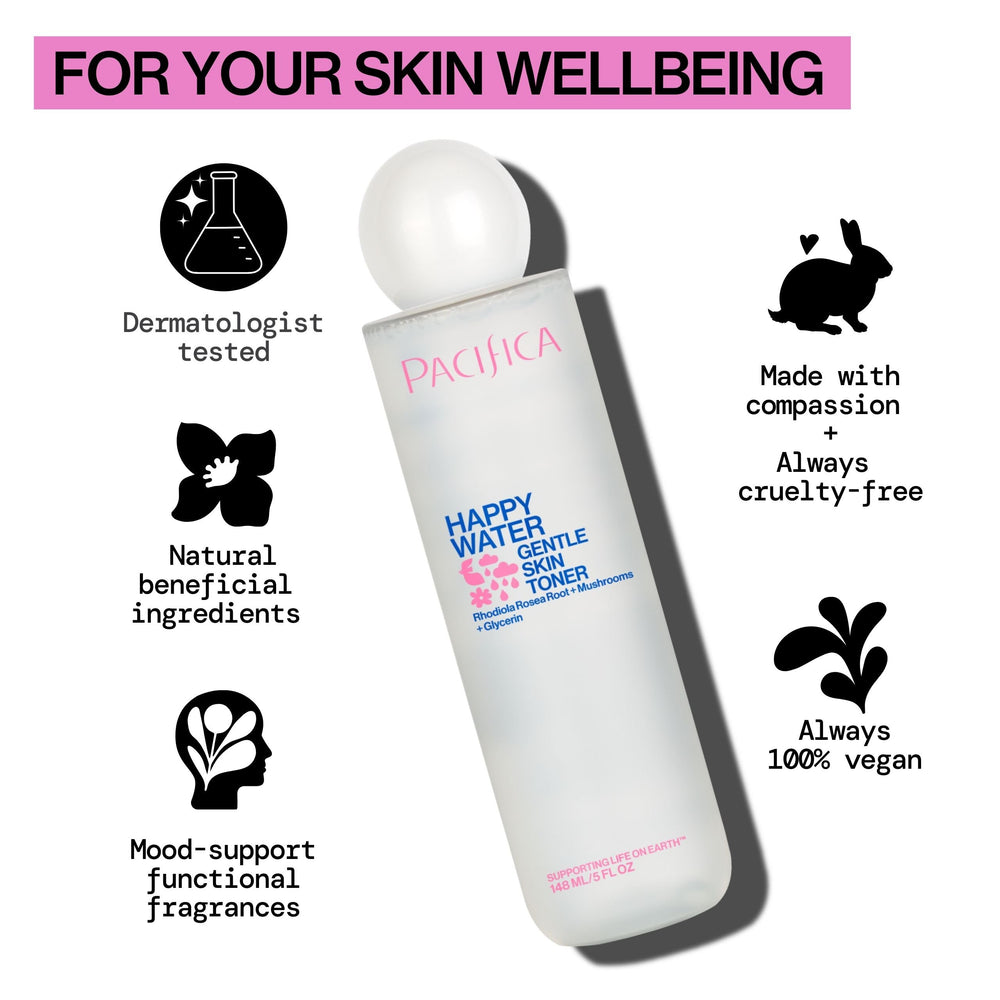 Spritz application on cheek; lightweight mist for refreshing skin.