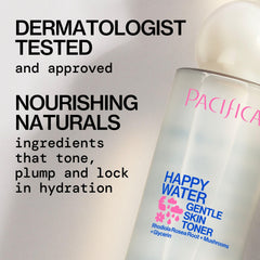 Pacifica Happy Water Toner label vegan and cruelty-free credentials.