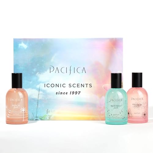 Pacifica Beach Day bottle showcasing fresh driftwood scent for daytime refresh.