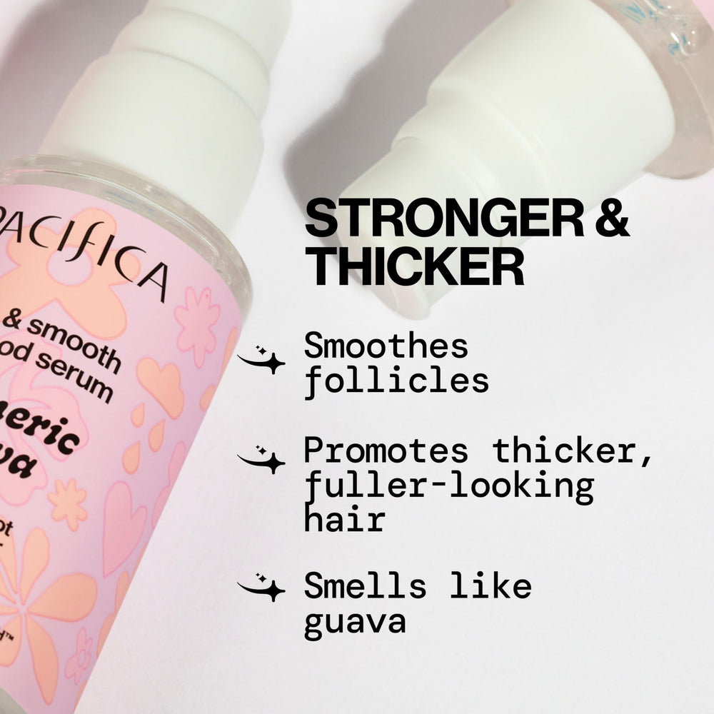 Pacifica Invisible Calming Hair Serum silicone-free formula on packaging, signaling a lightweight finish.
