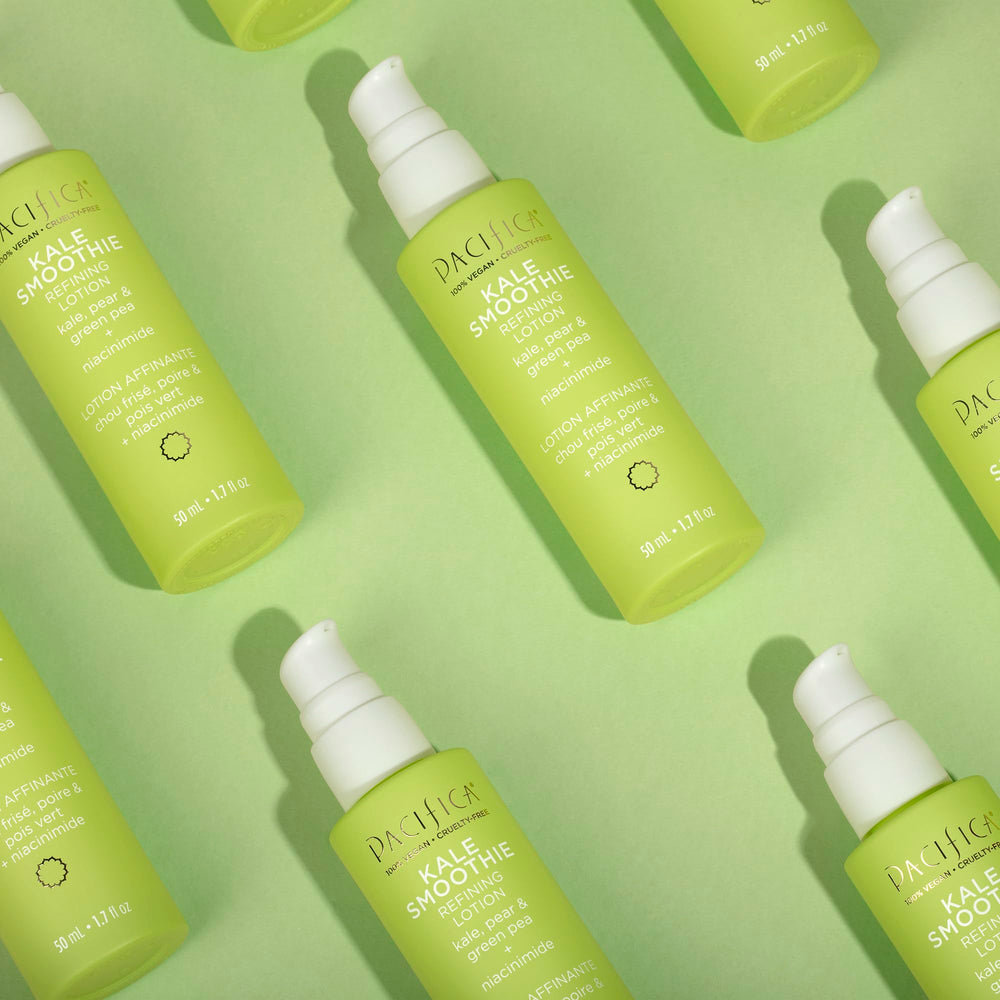 Close-up of kale and seaweed ingredients powering nourishment for the skin.