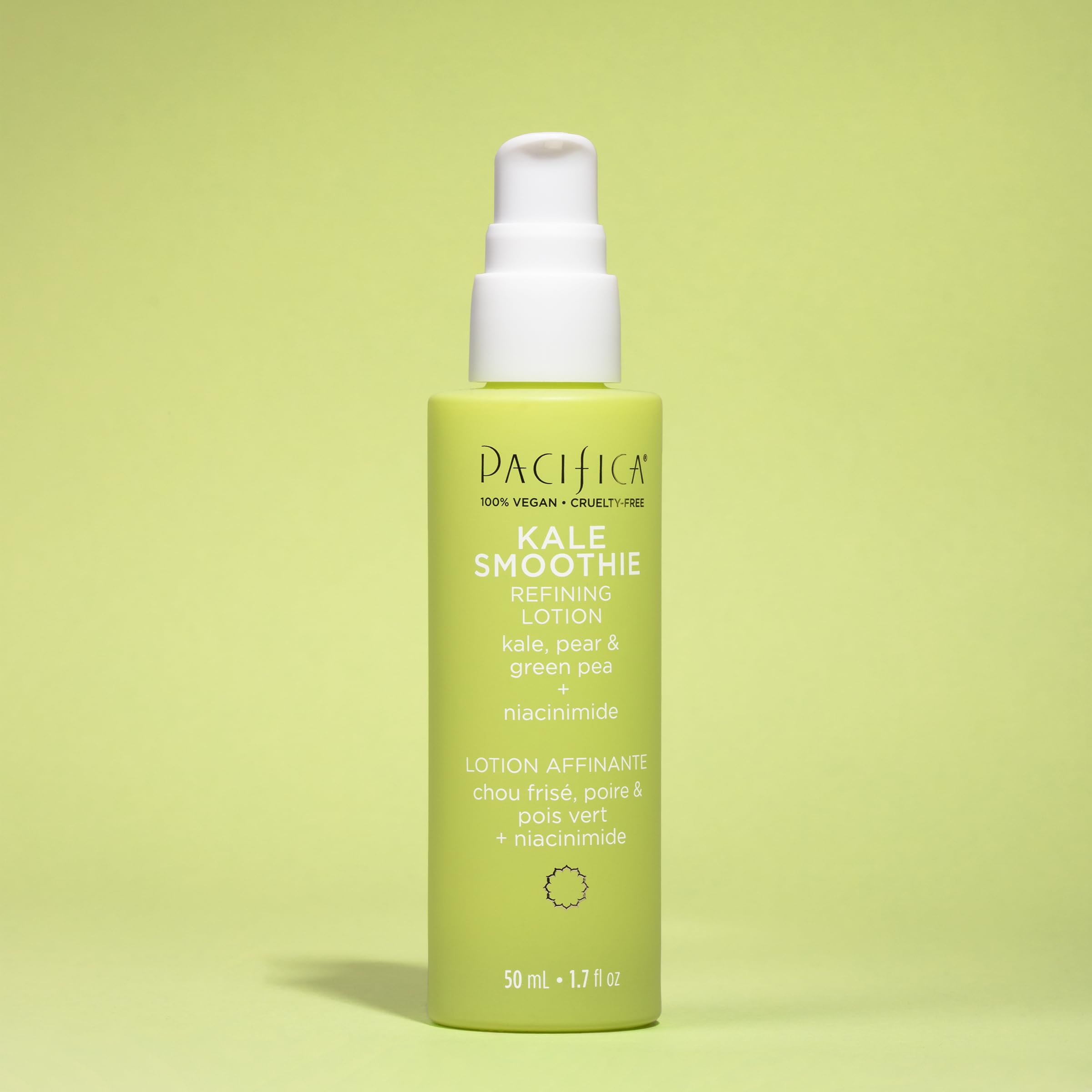 Kale Smoothie Refining Lotion texture showing quick absorption and matte finish.